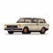 Retro Volvo Car: A Visual Puns-inspired Vintage Wagon In Dark White And Light Brown