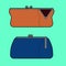 Retro Wallet open and Closed. Old purse. vector illustration
