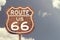 Retro weathered Route US 66 highway sign