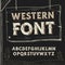 Retro western font. alphabet on dark background