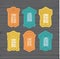 Retro Window icon, Window vintage frames. Collection of windows on a wooden wall. Isolated thin line icons, Vector