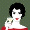 Retro woman holding glass