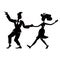 Retro woman and man dancing energy jive black silhouette vector illustration