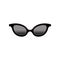 Retro women`s cat eye sunglasses with black lenses and plastic frame. Fashion accessory. Flat vector element for mobile