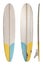 Retro wood longboard surfboard isolated on white with clipping path for object