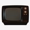 Retro wooden tv set with small transparent glass screen vector graphic illustration