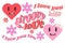 Retro y2k style.Love.Valentine\\\'s day.Y2k.Doodle valentine\\\'s set.