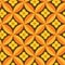 Retro Yellow Flowers on mid century circles in orange and tangerine seamless pattern