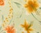 Retro Yellow Orange Floral Pattern Fabric Background