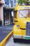 Retro yellow school bus old shiny close up