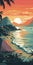 Retrocession Camping Poster: Beach Tent At Sunset
