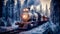 Retrofuturistic Steampunk Train Amid Siberian Frozen Forest - generative ai