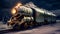 Retrofuturistic Steampunk Train in High-Speed Panning Shot - generative ai
