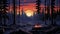 Retroillumination 8-bit Scrub Forest Firewood Digital Painting