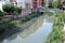 Retrone river in Vicenza City in Italy and the Saint Paul Bridge