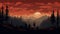 Retropharyngeal 8-bit Montane Forest Firebreak Landscape Wallpaper