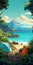 Retropharyngeal Camping Poster: Scenic Reef View With Beach Tents