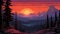 Retroselector 8-bit Taiga Firewall: Hd Wallpaper With Fantasy Landscape And Mountains