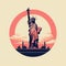 Retrostyle Illustration Of Liberty Of New York In Tonalist Style