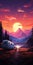 Retroversion Camping Poster: Pixel Art Sunset With Camper In Scenic Valley