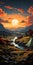 Retroversion Camping Poster: Scenic View Of Moorland At Sunset