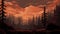 Retrovirus 8-bit Cedar Forest Fire: Realistic Landscape Art