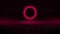 Retrowave sci-fi pink laser perspective grid background with glowing circle. Retrofuturistic cyber laser landscape with