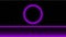Retrowave sci-fi purple laser perspective grid and glowing circle on starry space background. Retrofuturistic cyber