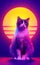 Retrowave synthwave portrait of a cat in 90s retro aesthetics style