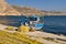 Return of fshermen on the pier of Finiki, Karpathos island
