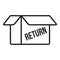 Return goods box icon outline vector. Parcel service