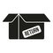 Return goods box icon simple vector. Parcel service