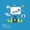 Return on investment ROI concept. business growth arrows to success. dollar stack pile coins and money bag. chart increase profit