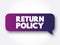 Return Policy message bubble, concept background