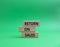 Return on Sales symbol. Concept word Return on Sales on wooden blocks. Beautiful green background. Business and Return on Sales