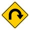 Return signal, hairpin curve to right sign