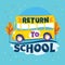 Return to School Phrase, School Bus go to Road School, Back to School Illustration