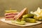 Reuben sandwich with dill pickles