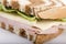 Reuben Sandwich on pumpernickel and rye bread