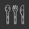 Reusable bamboo cutlery set chalk icon