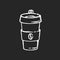 Reusable coffee cup chalk white icon on black background