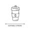 Reusable coffee cup linear icon