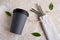 Reusable eco friendly sustainable handy bamboo cup and stainless steel metallic straws. No plastic