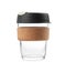 Reusable glass coffee cup isolated