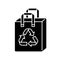 Reusable grocery bag black glyph icon