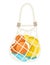 Reusable mesh grocery bag with fresh fruit. Eco-friendly shopping tote with oranges, bananas, and apples. Sustainable