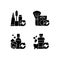 Reusable options black glyph icons set on white space