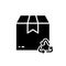 Reusable Organic Cardboard Parcel Silhouette Icon. Recycle Box Package for Delivery Product Glyph Pictogram. Triangle