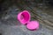Reusable pink coffee capsule, sustainable and stylish.