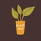 Reuse me. Eco friendly stamp or sticker for sustainable packaging. Hand drawn plant growing in paper coffee cup. Vector